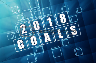 new year 2018 goals in blue glass blocks