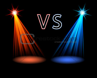 Red and blue volume light on black Versus battle futuristic screen Vector