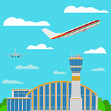 Airport airplanes Flat style Vector