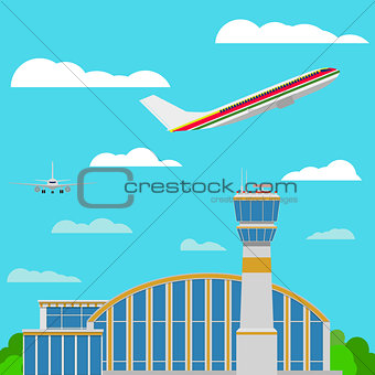Airport airplanes Flat style Vector