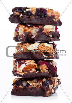Cereal bar with almonds and cranberries chocolate