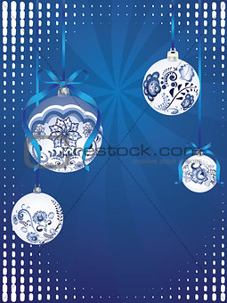 Blue Floral Christmas Ball