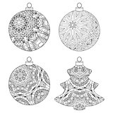 Zentangle stylized Christmas decorations. Hand Drawn lace vector illustration
