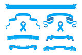 Set of blue beautiful ribbon banners.