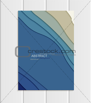 Vector brochure A5 or A4 format abstract uneven blue shapes design element corporate style