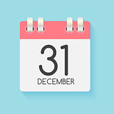 December 31 Calendar Daily Icon. Vector Illustration Emblem. Element of Design for Decoration Office Documents and Applications. Logo of Day, Date, Month and Holiday