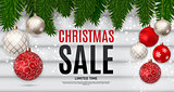 Christmas and New Year Sale Background, Discount Coupon Template. Vector Illustration