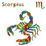 Zodiac sign Scorpius with stylized flowers