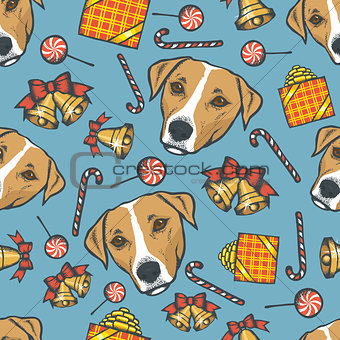 Year of the dog vector seamless pattern