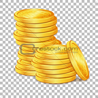 Stack of Gold Coins on transparent background