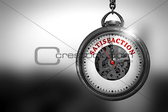 Satisfaction on Pocket Watch Face. 3D Illustration.
