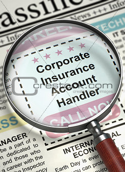 Job Opening Corporate Insurance Account Handler. 3D.