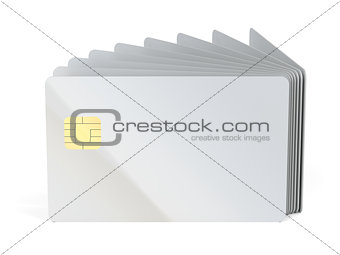 Many blank plastic cards with chip