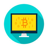 Computer Bitcoin Circle Icon