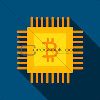 Bitcoin Chip Flat Icon