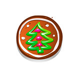 Cute gingerbread cookies for christmas with a Christmas tree. Isolated on white background. Vector illustration