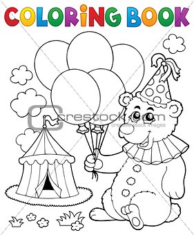 Coloring book bear with balloons