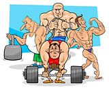 athletes at the gym cartoon illustration