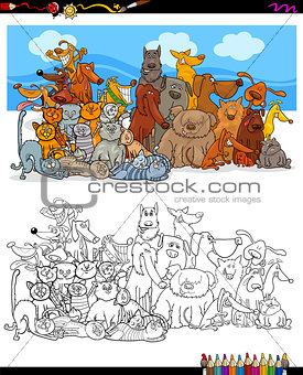 cats and dogs characters group color book