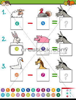 maths subtraction game with farm animals