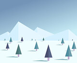 Flat winter forest illustration