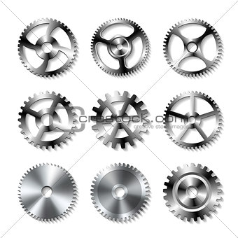 Set of realistic metal gears