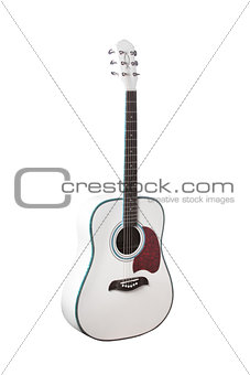 Natural White Wooden Classical Acoustic Guitar Isolated on a White Background