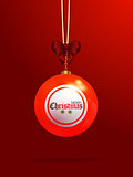 Christmas bingo lottery bauble on red background