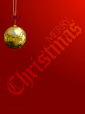 Christmas red background with decorative text and disco ball bau