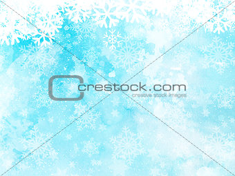 Christmas snowflakes on watercolour background
