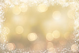 Gold Christmas background with snowy border