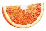 wedge of blood red orange citrus fruit isolated on white