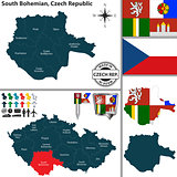 Map of South Bohemian, Czech Republic