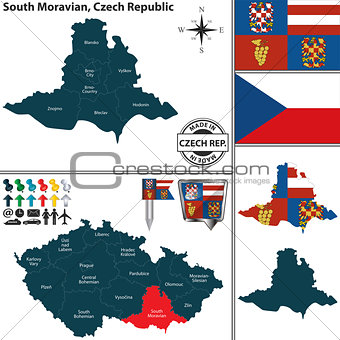 Map of South Moravian, Czech Republic
