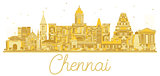 Chennai India City skyline golden silhouette.