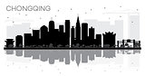 Chongqing China City skyline black and white silhouette with Ref