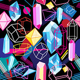 Beautiful seamless pattern with colorful crystals 