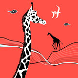 Graphic beautiful portrait of a giraffe