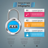 Key, lock icon. Business infographic.