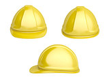 Yellow plastic safety helmet