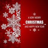 Red Christmas background with snowflake