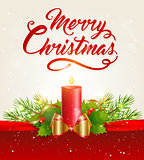 Christmas background with red candle