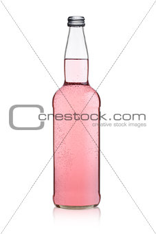 Bottle of pink sparkling lemonade water on white