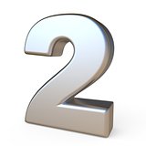 Metal font NUMBER TWO 2 3D