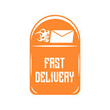 Logo of quick delivery of letters on an orange mailbox