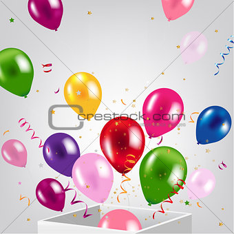 Birthday Card With Box And Balloons
