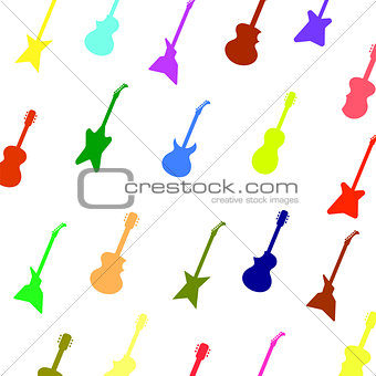 Set Colorful Silhouettes of Different Guitars