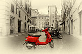 Motorbike on roman street