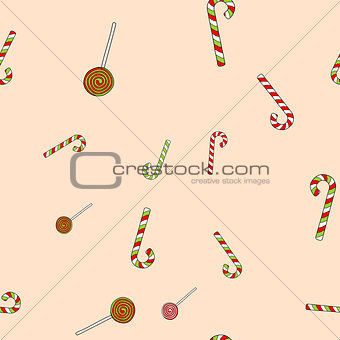 hand drawn vector christmas lollipops seamless pattern