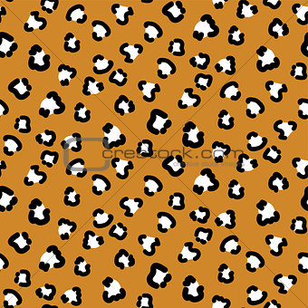 Leopard brown color seamless vector pattern.